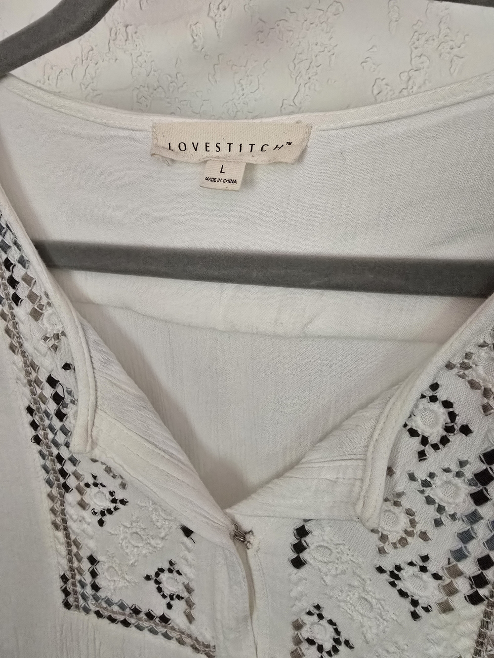 Lovestitch White Embroidered Tunic Top